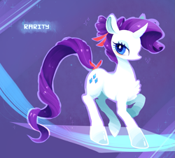 Size: 1205x1090 | Tagged: safe, artist:mirululu, rarity, pony, unicorn, hair bow, solo, tail bow