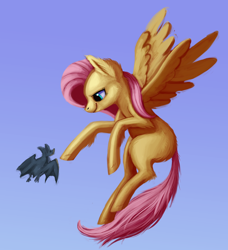 Size: 3000x3295 | Tagged: safe, artist:hoofboot, fluttershy, bat, pegasus, pony, blank flank, solo