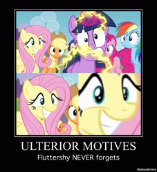 Size: 1857x2048 | Tagged: safe, derpibooru import, edit, edited screencap, screencap, applejack, fluttershy, pinkie pie, rainbow dash, rarity, twilight sparkle, twilight sparkle (alicorn), alicorn, earth pony, pegasus, pony, unicorn, twilight's kingdom, close-up, demotivational poster, mane six, meme