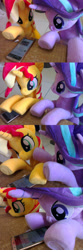 Size: 2048x6144 | Tagged: safe, artist:nekokevin, starlight glimmer, sunset shimmer, pony, unicorn, series:nekokevin's glimmy, cellphone, comic, irl, phone, photo, plushie, smartphone