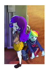 Size: 906x1316 | Tagged: safe, artist:nt2550, derpibooru import, rainbow dash, rarity, equestria girls, clothes, converse, duo, school uniform, shoes, sneakers