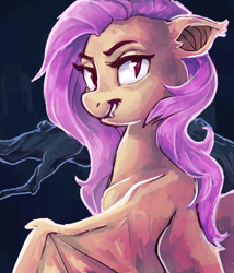 Size: 1050x1226 | Tagged: safe, artist:johling, fluttershy, bat pony, pony, bats!, flutterbat, race swap, solo