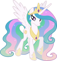 Size: 5510x5880 | Tagged: safe, artist:90sigma, princess celestia, alicorn, pony, absurd resolution, female, looking at you, mare, raised hoof, simple background, smiling, solo, spread wings, stock vector, transparent background, vector