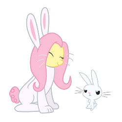 Size: 2000x2000 | Tagged: safe, artist:041744, angel bunny, fluttershy, pegasus, pony, bunny costume, bunny ears, bunnyshy, clothes