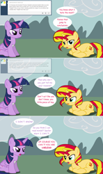 Size: 1280x2168 | Tagged: safe, artist:hakunohamikage, sunset shimmer, twilight sparkle, twilight sparkle (alicorn), alicorn, pony, ask, ask-princesssparkle, prone, tumblr, vector