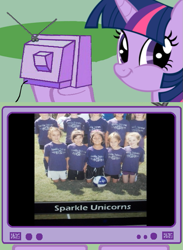 Size: 563x771 | Tagged: safe, derpibooru import, twilight sparkle, human, exploitable meme, football, meme, meta, obligatory pony, sparkle unicorns, tv meme, twiface