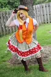 Size: 500x750 | Tagged: safe, artist:pockyprincessdarcy, applejack, human, cosplay, irl, irl human, photo, solo