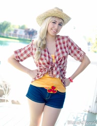 Size: 927x1200 | Tagged: safe, artist:rosiegaga, applejack, human, cosplay, irl, irl human, photo, solo