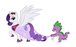 Size: 1280x800 | Tagged: artist needed, safe, rarity, spike, alicorn, pony, clothes, dress, race swap, raricorn