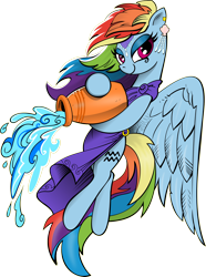 Size: 2236x3000 | Tagged: safe, artist:andypriceart, artist:brunursus, derpibooru import, rainbow dash, pegasus, pony, aquarius, background removed, clothes, female, lidded eyes, looking at you, mare, ponyscopes, robe, simple background, solo, transparent background, water, zodiac