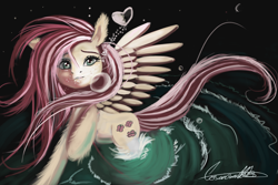 Size: 5400x3600 | Tagged: safe, artist:auroriia, fluttershy, pegasus, pony, bubble, solo, water