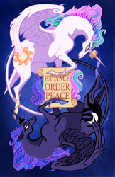 Size: 3300x5100 | Tagged: safe, artist:calonarang, princess celestia, princess luna, alicorn, pony, duo, text