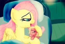 Size: 1024x684 | Tagged: safe, artist:biosonic100, fluttershy, oc, oc:gala apple, pegasus, pony, baby, baby pony, daughter, foal, hospital, messy mane, newborn, offspring, parent:big macintosh, parent:fluttershy, parents:fluttermac, smiling, sweat, tired, wet