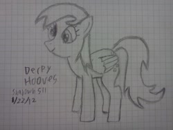 Size: 2048x1536 | Tagged: safe, artist:shadowh511, derpy hooves, pegasus, pony, female, graph paper, mare, monochrome, pencil drawing, solo, traditional art