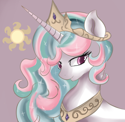 Size: 1600x1555 | Tagged: safe, artist:seshiriachan, princess celestia, alicorn, pony, bust, looking at you, portrait, solo