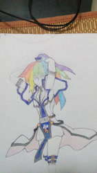 Size: 1840x3264 | Tagged: safe, artist:mfib, derpibooru import, rainbow dash, equestria girls, clothes, cosplay, costume, guilty gear, ky kiske, solo, traditional art