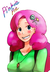 Size: 700x1000 | Tagged: safe, artist:chika_rosio, pinkie pie, human, candy, humanized, pixiv, solo