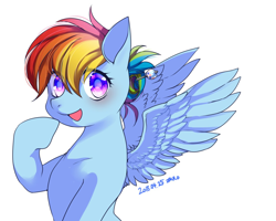 Size: 1250x1000 | Tagged: safe, artist:zakro, derpibooru import, rainbow dash, pegasus, pony, female, looking at you, mare, simple background, solo, white background