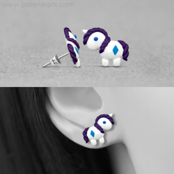 Size: 600x600 | Tagged: safe, artist:pixieempire, rarity, pony, unicorn, craft, earring, photo