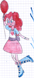 Size: 1633x3751 | Tagged: safe, artist:givralix, pinkie pie, equestria girls, balloon, solo, traditional art, watercolor painting