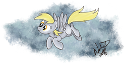 Size: 1901x975 | Tagged: safe, artist:nadyad, derpy hooves, pegasus, pony, female, flying, mare, solo