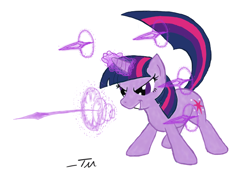 Size: 1024x768 | Tagged: safe, artist:tanmansmantan, derpibooru import, twilight sparkle, magic, magic missile, solo