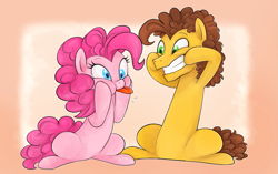 Size: 1237x776 | Tagged: safe, artist:mn27, cheese sandwich, pinkie pie, earth pony, pony, cheesepie, female, male, raspberry, shipping, silly face, straight, tongue out