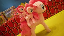 Size: 2000x1124 | Tagged: safe, pinkie pie, earth pony, pony, chemistry, female, galileo chemistry starter set, irl, item shop, mare, multeity, my little pony logo, nici, photo, plushie, ponies riding ponies, recursion, set, too much pink energy is dangerous