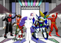 Size: 1024x720 | Tagged: safe, artist:php74, rarity, pony, unicorn, 3d, crossover, digimon, gundam, human ponidox, kamen rider, kamen rider wizard, magi red, mahou sentai magiranger, mmd, power rangers, power rangers mystic force, red mystic ranger, sd gundam, sd gundam force, shoutmon, super sentai, yu-gi-oh!, yu-gi-oh! arc-v, yugioh arc v, yuya sakaki, zero the winged knight