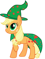 Size: 4282x5578 | Tagged: safe, artist:spectty, applejack, earth pony, pony, absurd resolution, cape, clothes, raised hoof, simple background, solo, transparent background, vector, wizard