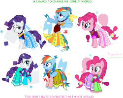 Size: 5351x4250 | Tagged: safe, artist:meganlovesangrybirds, derpibooru import, pinkie pie, rainbow dash, rarity, earth pony, pegasus, pony, unicorn, absurd resolution, anna, braid, clothes, dress, frozen (movie), simple background, transparent background, vector