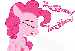 Size: 3124x2125 | Tagged: safe, artist:masterxtreme, pinkie pie, earth pony, pony, fetish, nose wrinkle, scrunchy face, sneezing, sneezing fetish, solo, spray