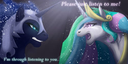 Size: 3993x2000 | Tagged: safe, artist:xgalaxystargazerx, nightmare moon, princess celestia, alicorn, pony, duo, duo female, female, horn, mare, siblings, sisters