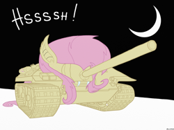 Size: 1600x1200 | Tagged: safe, artist:alvchfokarev, fluttershy, bat pony, pony, bats!, e-25, flutterbat, hissing, meme, moon, night, pony tank, solo, tank (vehicle), transformation, wat, world of tanks