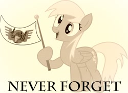 Size: 1280x931 | Tagged: safe, edit, derpy hooves, pegasus, pony, female, flag, image macro, in memoriam, kickassia, mare, meme, molossia, nostalgia critic, photoshop, sepia, solo