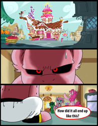 Size: 1385x1772 | Tagged: safe, artist:artybeat, pinkie pie, earth pony, pony, majin buu, pony buu, webcomic