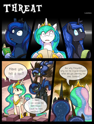 Size: 1752x2300 | Tagged: safe, artist:vavacung, nightmare moon, princess celestia, princess luna, alicorn, pony, comic:to love god - to love mortal, fanfic:anthropology, comic, duality