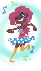 Size: 546x940 | Tagged: safe, artist:weinerman-tested, pinkie pie, human, dancing, dark skin, humanized, solo