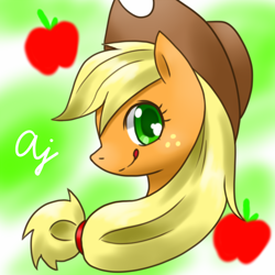 Size: 1000x1000 | Tagged: safe, artist:hashioaryut, applejack, earth pony, pony, bust, pixiv, portrait, solo, tongue out