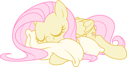 Size: 1000x522 | Tagged: safe, artist:stoic5, fluttershy, pegasus, pony, cute, pillow, shyabetes, simple background, sleeping, smiling, solo
