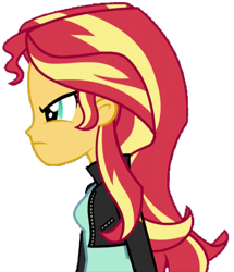 Size: 579x672 | Tagged: safe, artist:thebar, derpibooru exclusive, sunset shimmer, acadeca, equestria girls, friendship games, angry, clothes, female, jacket, leather jacket, not a vector, simple background, solo, transparent background