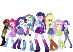 Size: 1622x1153 | Tagged: safe, editor:php77, applejack, fluttershy, pinkie pie, rainbow dash, rarity, starlight glimmer, sunset shimmer, twilight sparkle, equestria girls, humane five, humane seven, humane six, simple background, transparent background