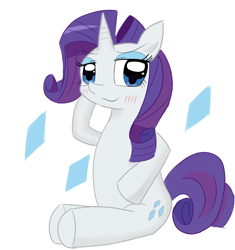 Size: 1732x1840 | Tagged: safe, artist:timorikawa, rarity, pony, unicorn, anatomically incorrect, blushing, cutie mark, horn, incorrect leg anatomy, mane, pixiv, solo, tail