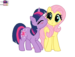 Size: 800x600 | Tagged: safe, artist:kp-shadowsquirrel, artist:msfluttershy, derpibooru import, fluttershy, twilight sparkle, pegasus, pony, colored, female, kissing, lesbian, shipping, twishy