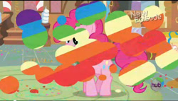 Size: 868x495 | Tagged: safe, pinkie pie, earth pony, pony, detailed background, female, hub logo, mare, solo