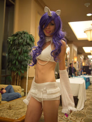 Size: 900x1200 | Tagged: safe, rarity, human, belly button, cosplay, irl, irl human, onicon, photo