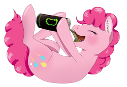 Size: 1950x1350 | Tagged: safe, artist:kohaku-miharu, pinkie pie, earth pony, pony, energy drink, oh shit, solo, this will end in death, this will end in tears, this will end in tears and/or death, xk-class end-of-the-world scenario