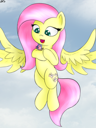 Size: 1200x1600 | Tagged: safe, artist:dreambreaker, fluttershy, butterfly, pegasus, pony, solo