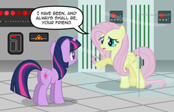 Size: 4664x3000 | Tagged: safe, artist:jackofmosttrades, derpibooru import, fluttershy, twilight sparkle, pegasus, pony, absurd resolution, crossover, i have been and always shall be your friend, sad, speech bubble, star trek, star trek ii: the wrath of khan