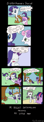 Size: 972x2649 | Tagged: safe, artist:tifu, derpibooru import, rarity, sweetie belle, twilight sparkle, pony, unicorn, comic, m. night shyamalan, what a twist